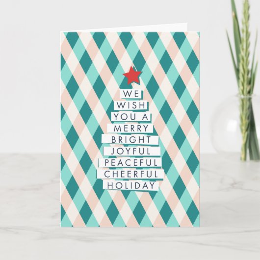 Vrolijke kerstboom - Woorden van Cheer Feestdagen Kaart (Voorkant)