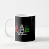 Vrolijke Kerstboom Xmas Buffel Plaid Rood Wit Koffiemok (Links)