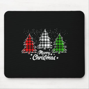 Vrolijke Kerstboom Xmas Buffel Plaid Rood Wit Muismat
