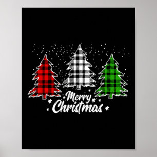 Vrolijke Kerstboom Xmas Buffel Plaid Rood Wit Poster