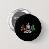 Vrolijke Kerstboom Xmas Buffel Plaid Rood Wit Ronde Button 5,7 Cm (Voorkant /achterkant)
