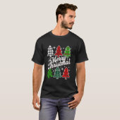 Vrolijke Kerstboom Xmas Buffel Plaid Rood Wit T-shirt (Voorkant volledig)
