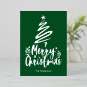 Vrolijke Kerstboom Zilveren Folie Kerst Kaart (Staand Voorkant)