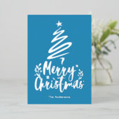 Vrolijke Kerstboom Zilveren Folie Kerst Kaart (Staand Voorkant)