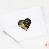 Vrolijke Kerstboom Zwart en Goud Elegant Hart Sticker (Envelop)