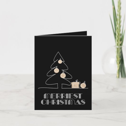 Vrolijke kerstboom zwart gevouwen foto vakantie kaart (Voorkant)
