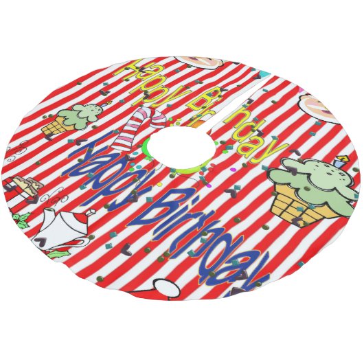 Vrolijke kerstboomrok Happy Birthday Kerstboom Rok (Gekanteld)