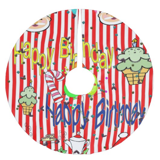 Vrolijke kerstboomrok Happy Birthday Kerstboom Rok (Voorkant)