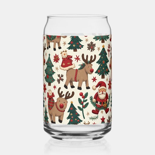 Vrolijke kerstborrel set blikvorm glas (Voorkant)