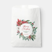 Vrolijke kerstbotanicals, bloemen en vogels bedankzakje (Voorkant)