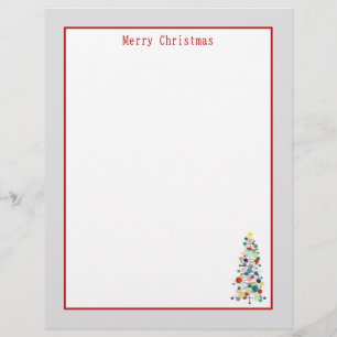Vrolijke kerstbrief Mid Century Tree Ornamenten Briefhoofd