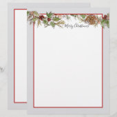 Vrolijke kerstbrief Natuur Botanische Pinecones Briefhoofd (Voorkant / Achterkant)