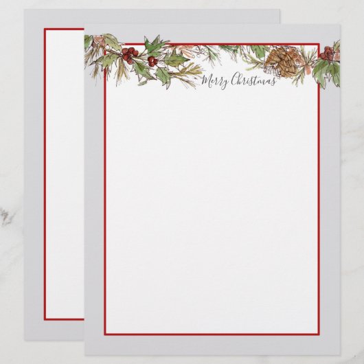 Vrolijke kerstbrief Natuur Botanische Pinecones Briefhoofd (Voorkant / Achterkant)