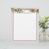 Vrolijke kerstbrief Natuur Botanische Pinecones Briefhoofd (Staand voorkant)