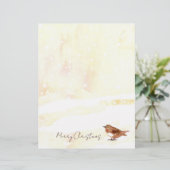 Vrolijke Kerstbrief Sparrow Snow Bird Briefhoofd (Staand voorkant)