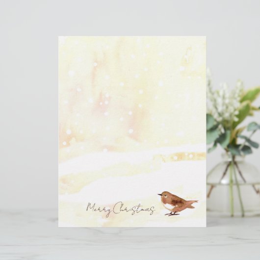 Vrolijke Kerstbrief Sparrow Snow Bird Briefhoofd (Staand voorkant)