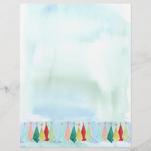 Vrolijke kerstbrieven Mid Century Moderne bomen Briefhoofd (Voorkant)