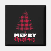 Vrolijke Kerstbuffel Plaid Kerstboom Kerstmis Magneet (Voorkant)