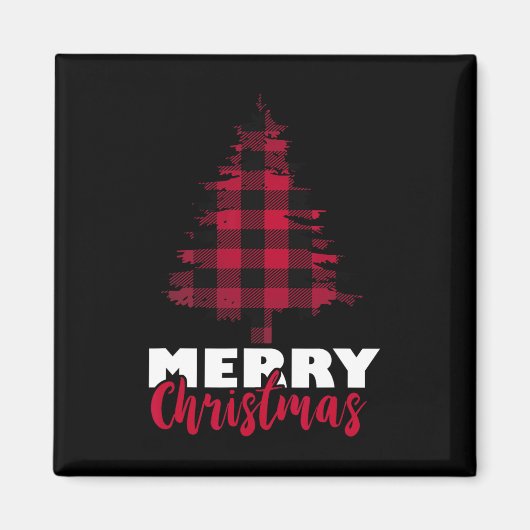 Vrolijke Kerstbuffel Plaid Kerstboom Kerstmis Magneet (Voorkant)