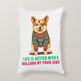 Vrolijke kerstbulldog accent kussen