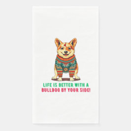 Vrolijke kerstbulldog servet