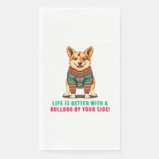 Vrolijke kerstbulldog servet (Voorkant)