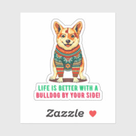 Vrolijke kerstbulldog sticker