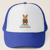 Vrolijke kerstbulldog trucker pet (Voorkant)
