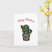 Vrolijke kerstcactus met lichtjes kaart (Gele Bloem)