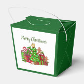 Vrolijke kerstcadeaus rond de boom bedankdoosjes (Achterkant)