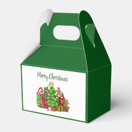 Vrolijke kerstcadeaus rond de boom bedankdoosjes