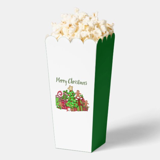 Vrolijke kerstcadeaus rond de boom bedankdoosjes (Popped)