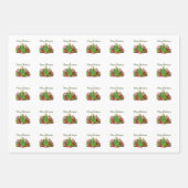 Vrolijke kerstcadeaus rond de boom inpakpapier vel (Voorkant)