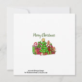 Vrolijke kerstcadeaus rond de boom kaart (Achterkant)