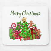 Vrolijke kerstcadeaus rond de boom muismat (Voorkant)