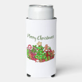 Vrolijke kerstcadeaus rond de boom seltzer blikjeskoeler (Seltzer Voorkant)