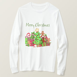 Vrolijke kerstcadeaus rond de boom t-shirt