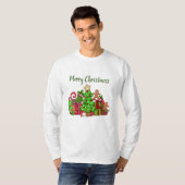 Vrolijke kerstcadeaus rond de boom t-shirt (Voorkant volledig)