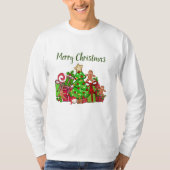 Vrolijke kerstcadeaus rond de boom t-shirt (Voorkant)