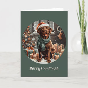 Vrolijke Kerstchocolade Labrador Retriever Hond Feestdagen Kaart