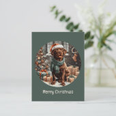 Vrolijke Kerstchocolade Labrador Retriever Hond Feestdagenkaart (Staand voorkant)