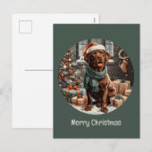 Vrolijke Kerstchocolade Labrador Retriever Hond Feestdagenkaart (Voorkant / Achterkant)