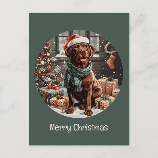 Vrolijke Kerstchocolade Labrador Retriever Hond Feestdagenkaart (Voorkant)