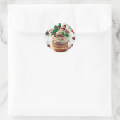 Vrolijke kerstcupcake ronde sticker (Tas)