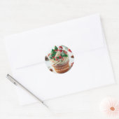 Vrolijke kerstcupcake ronde sticker (Envelop)