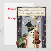 Vrolijke kerstdag - Snowman voor kinderen Feestdagenkaart (Voorkant / Achterkant)