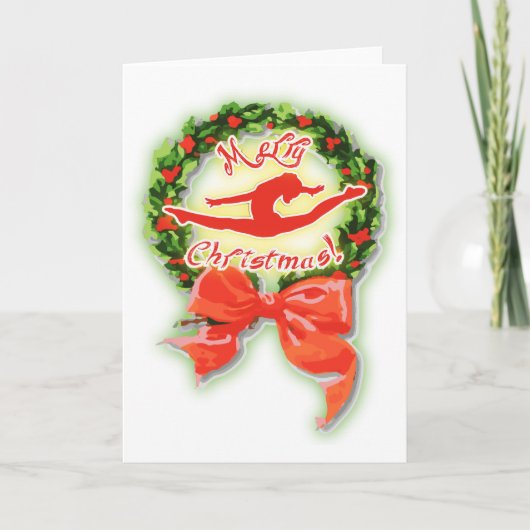 Vrolijke Kerstdans Dansers Gymnastiek Feestdagen Kaart (Voorkant)