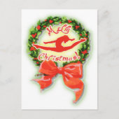 Vrolijke Kerstdans Dansers Gymnastiek Feestdagenkaart (Voorkant)