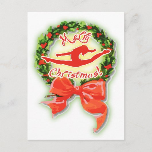 Vrolijke Kerstdans Dansers Gymnastiek Feestdagenkaart (Voorkant)