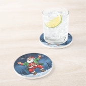 Vrolijke kerstdans zandsteen onderzetter (Zijkant)